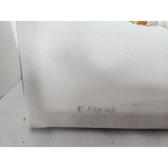 Vtg Country Snow Fall Cardinal Canvas Embroidery Work Signed Framed Wall Art - Picture 2 of 7